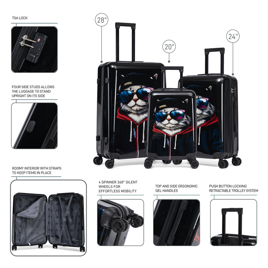 InUSA Prints 3-Piece Hardside Spinner Luggage Set