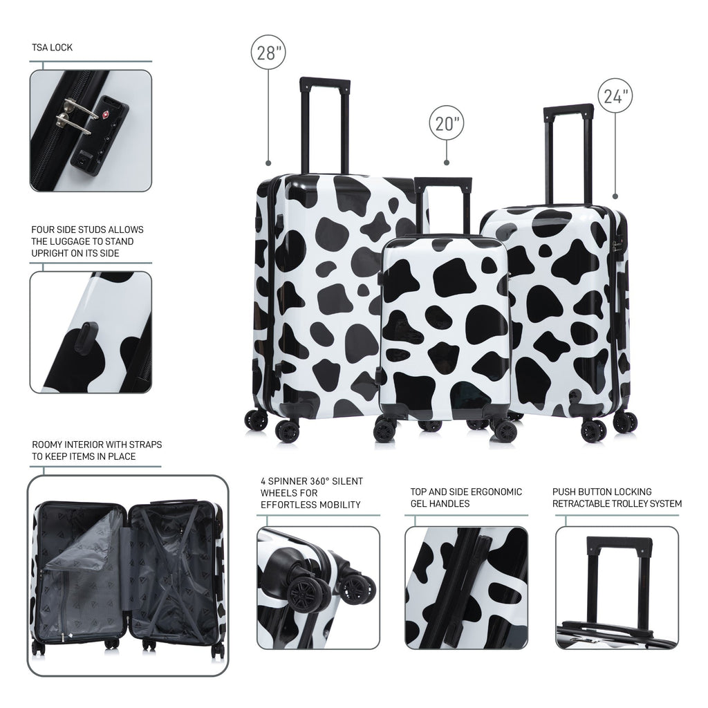 InUSA Prints 3-Piece Hardside Spinner Luggage Set