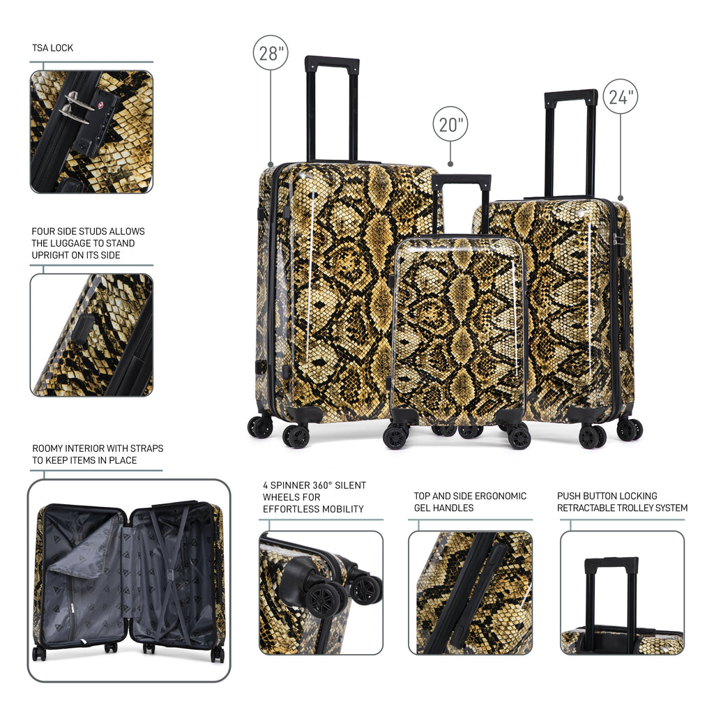 InUSA Prints 3-Piece Hardside Spinner Luggage Set
