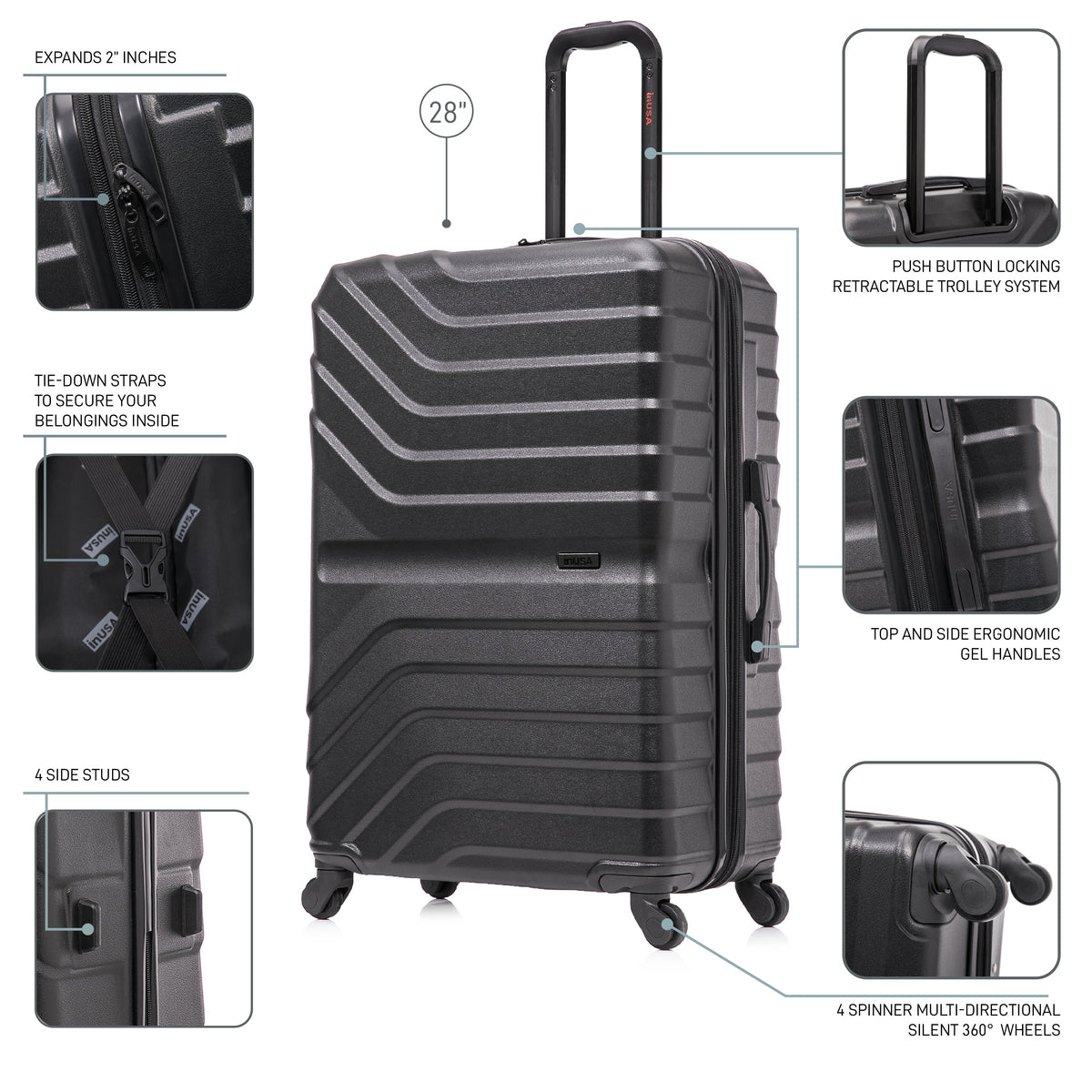 InUSA Aurum 4-Piece Hardside Spinner Luggage Set
