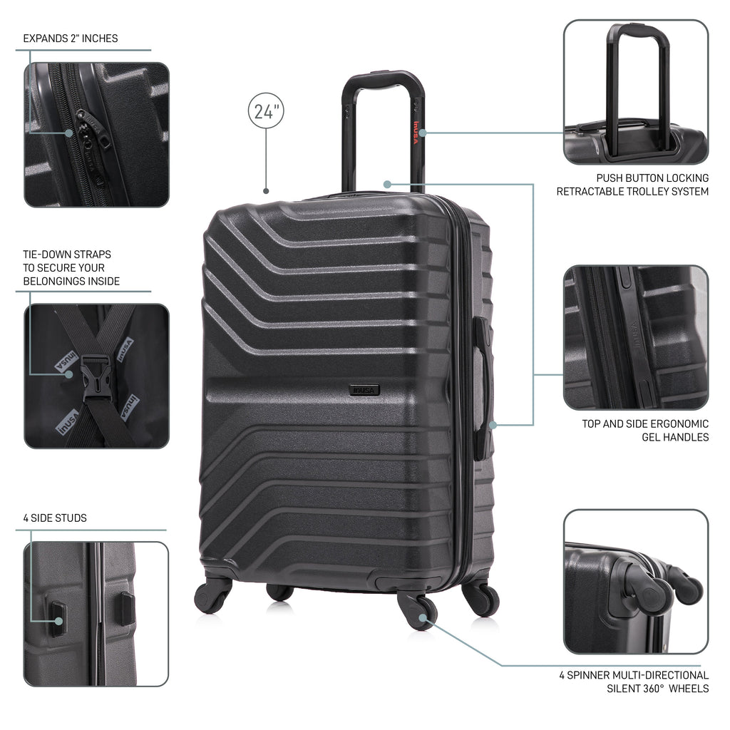 InUSA Aurum 24" Hardside Spinner Checked Suitcase
