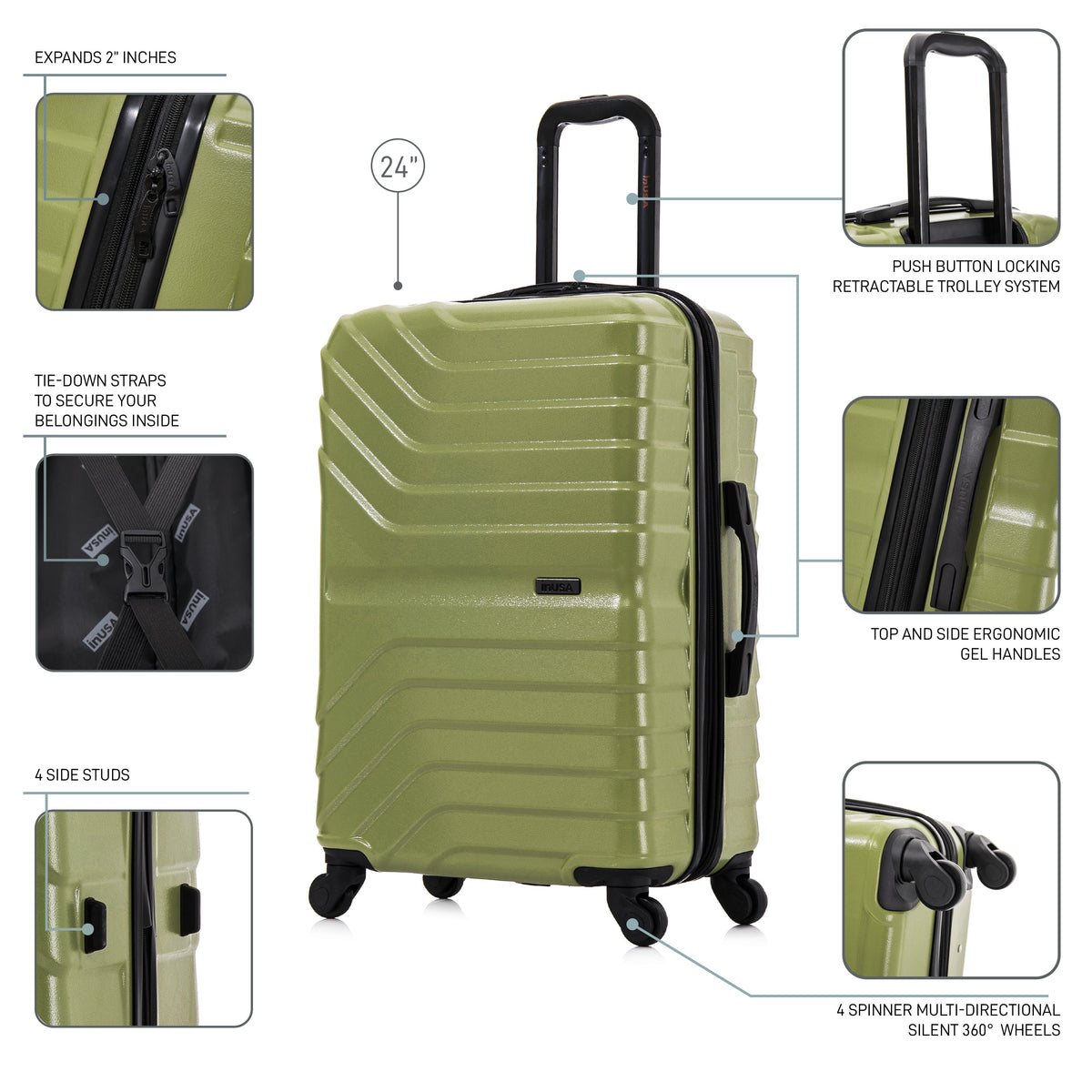 InUSA Aurum 24" Hardside Spinner Checked Suitcase