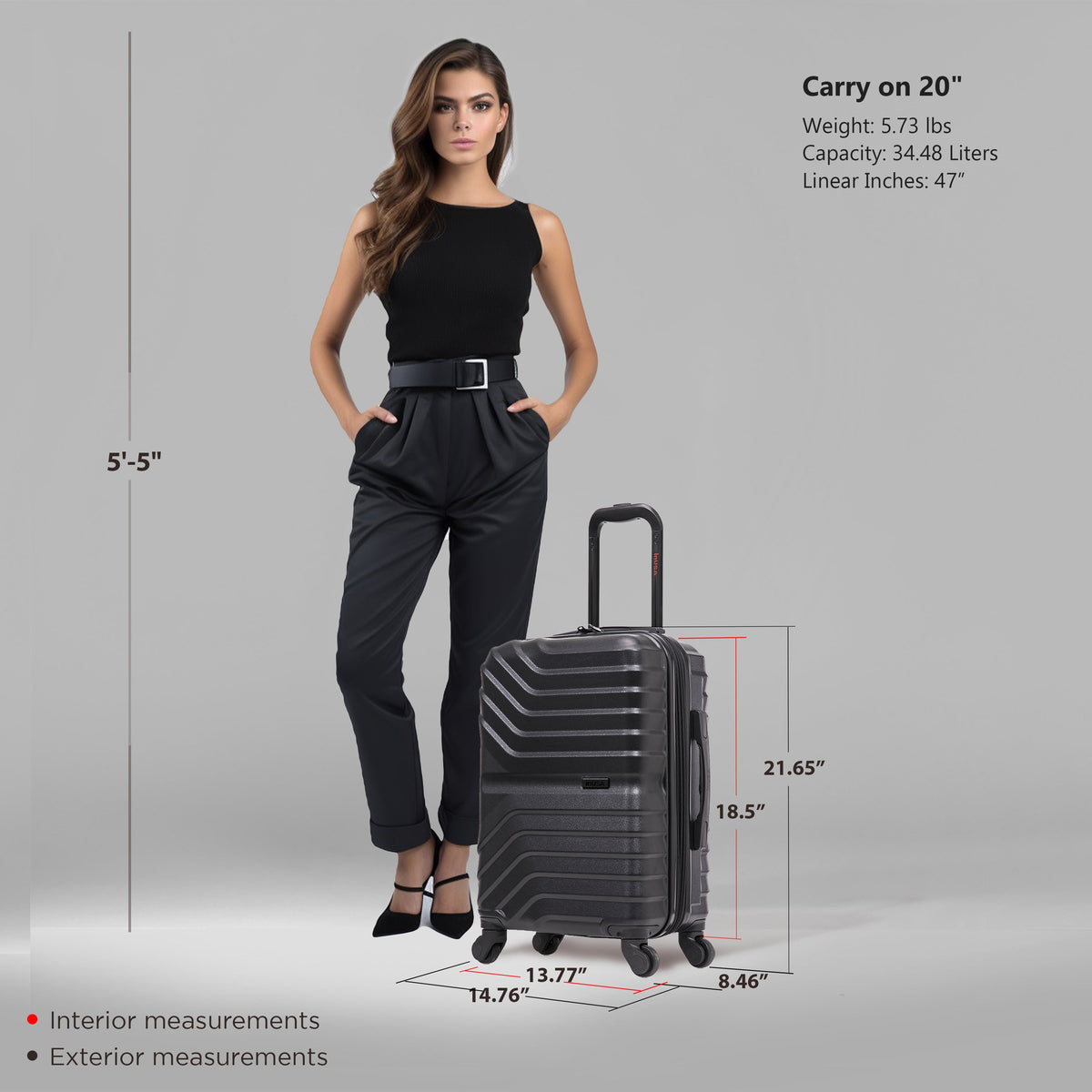 InUSA Aurum Carry-On Hardside Spinner Suitcase