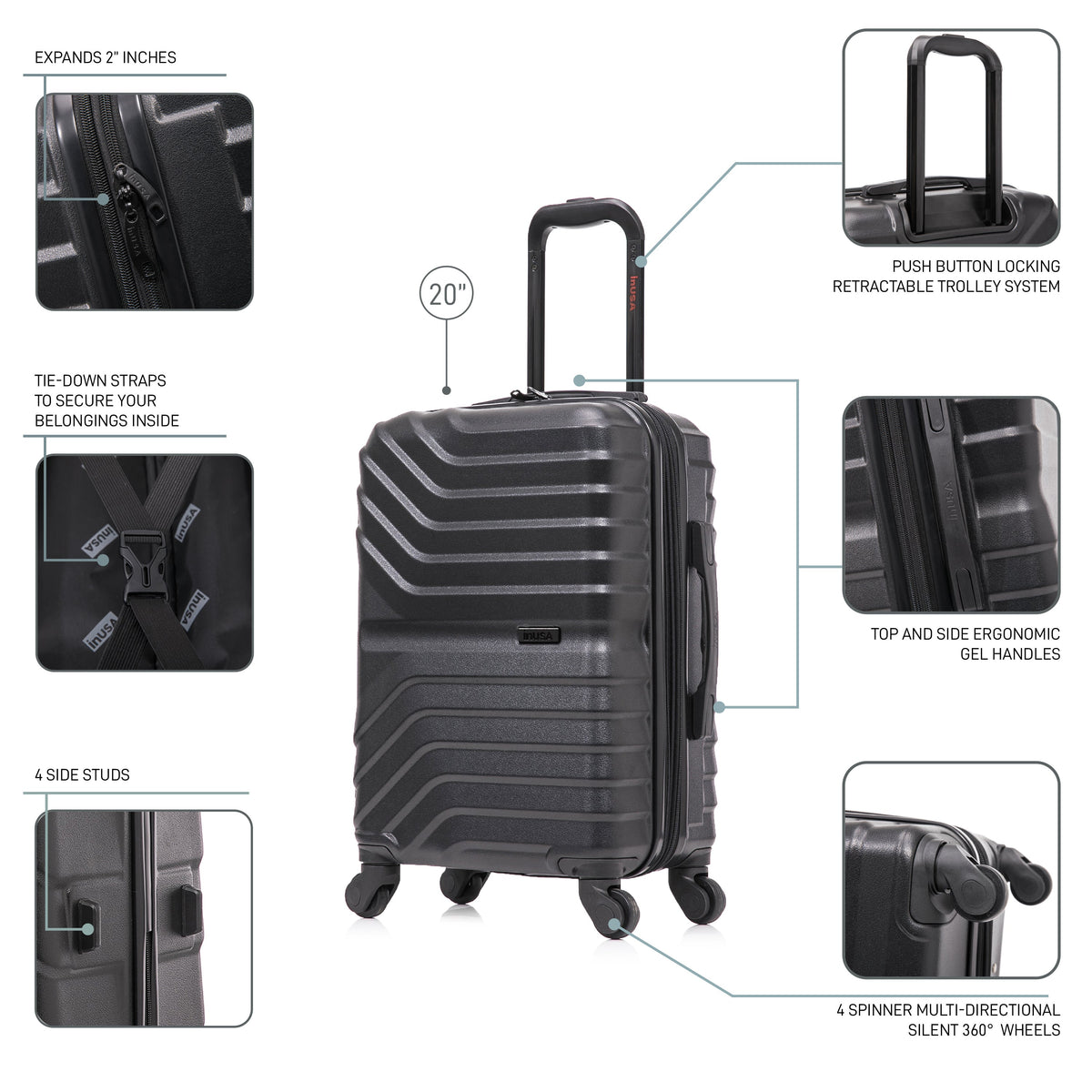 InUSA Aurum Carry-On Hardside Spinner Suitcase