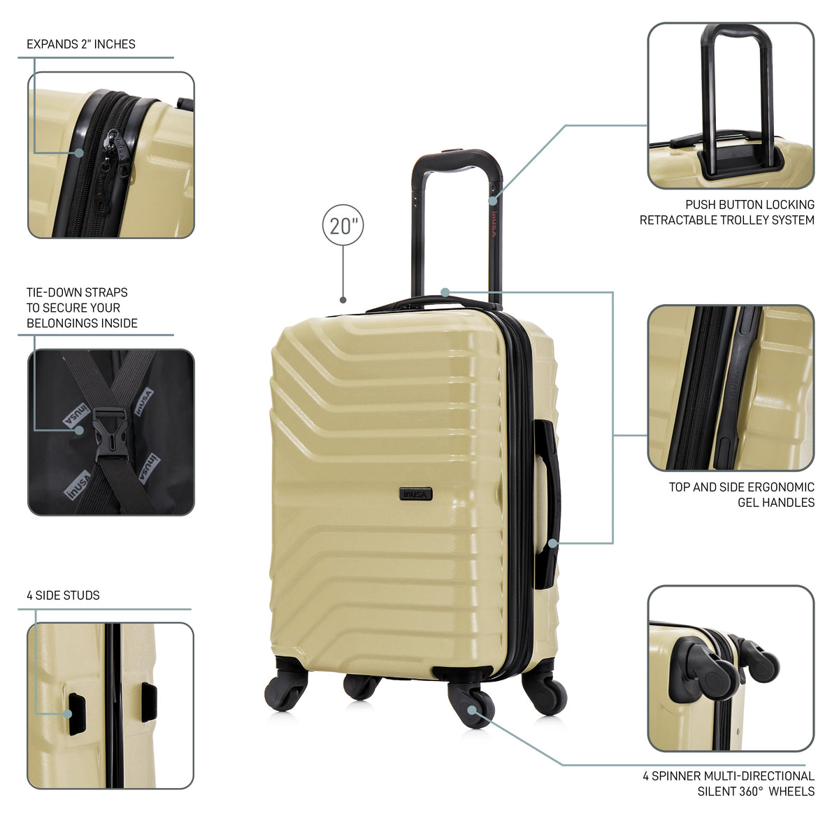 InUSA Aurum Carry-On Hardside Spinner Suitcase