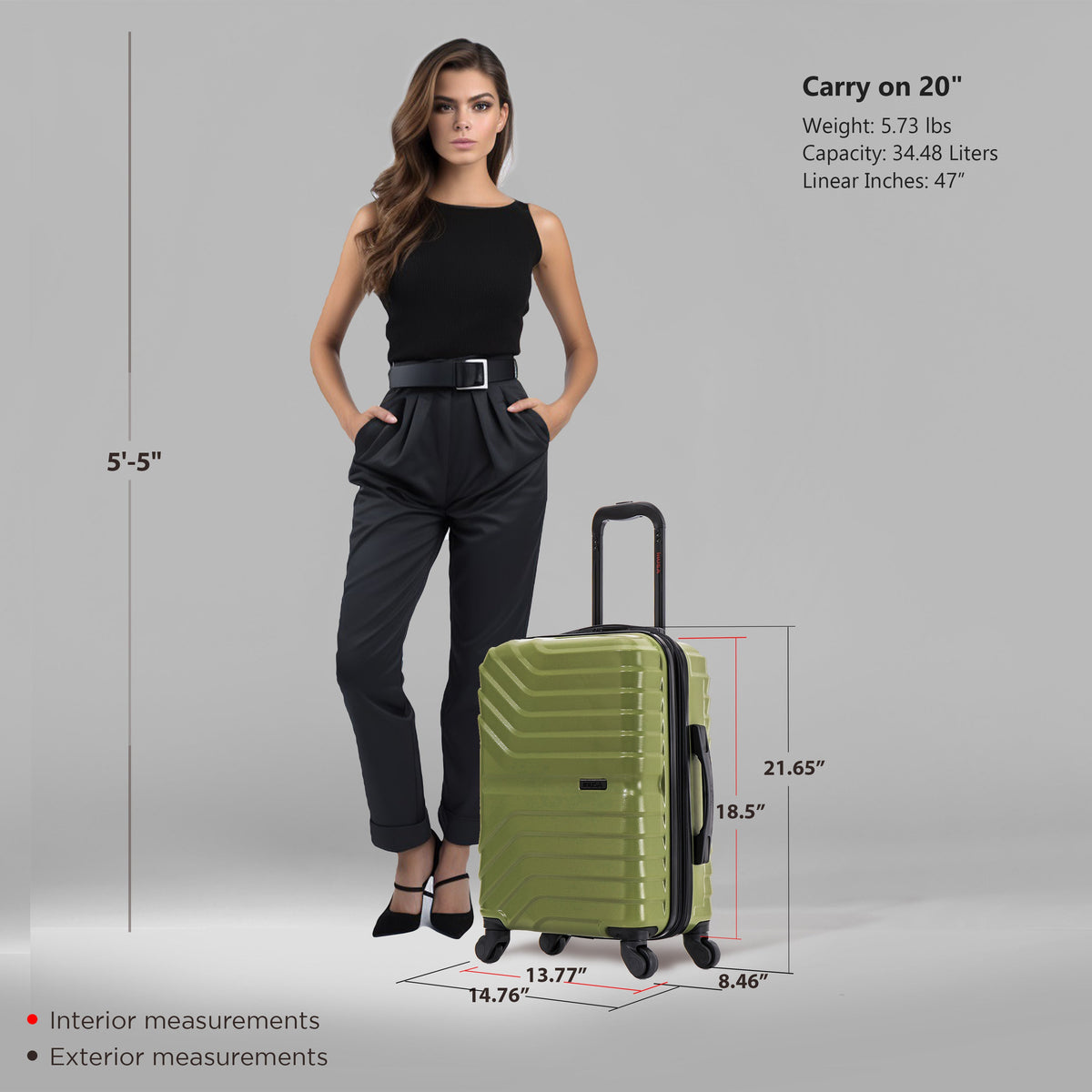 InUSA Aurum Carry-On Hardside Spinner Suitcase