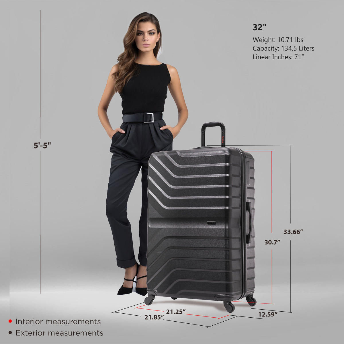 InUSA Aurum 32" Hardside Spinner Checked Suitcase