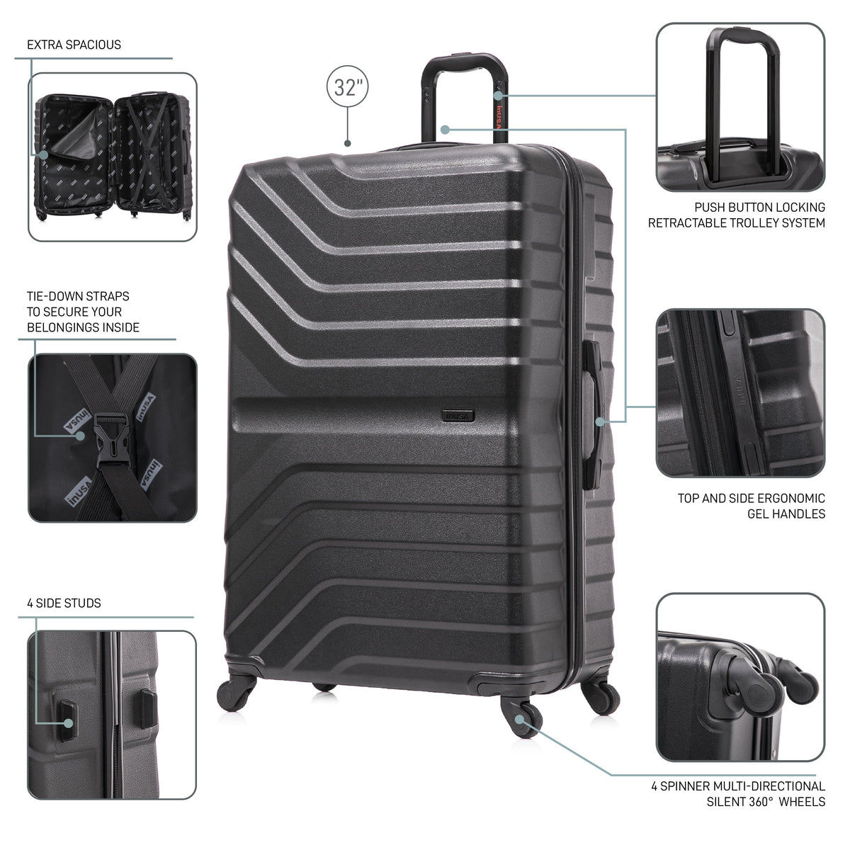 InUSA Aurum 32" Hardside Spinner Checked Suitcase