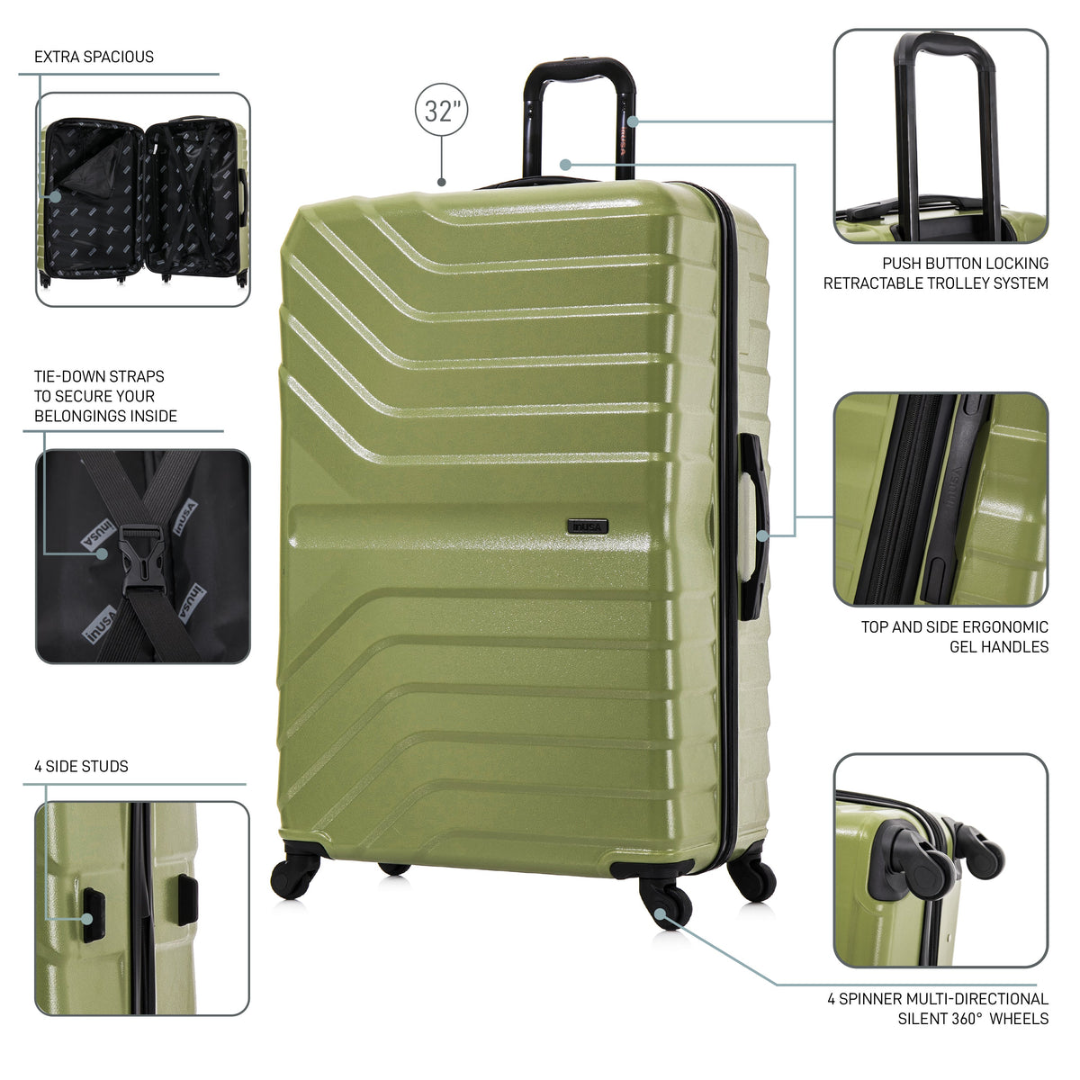InUSA Aurum 32" Hardside Spinner Checked Suitcase