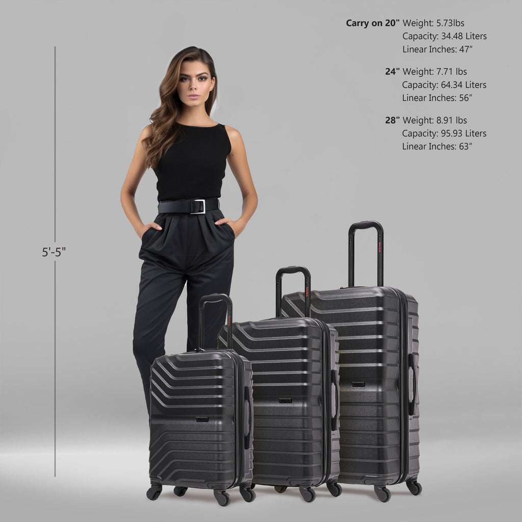InUSA Aurum 3-Piece Hardside Spinner Luggage Set