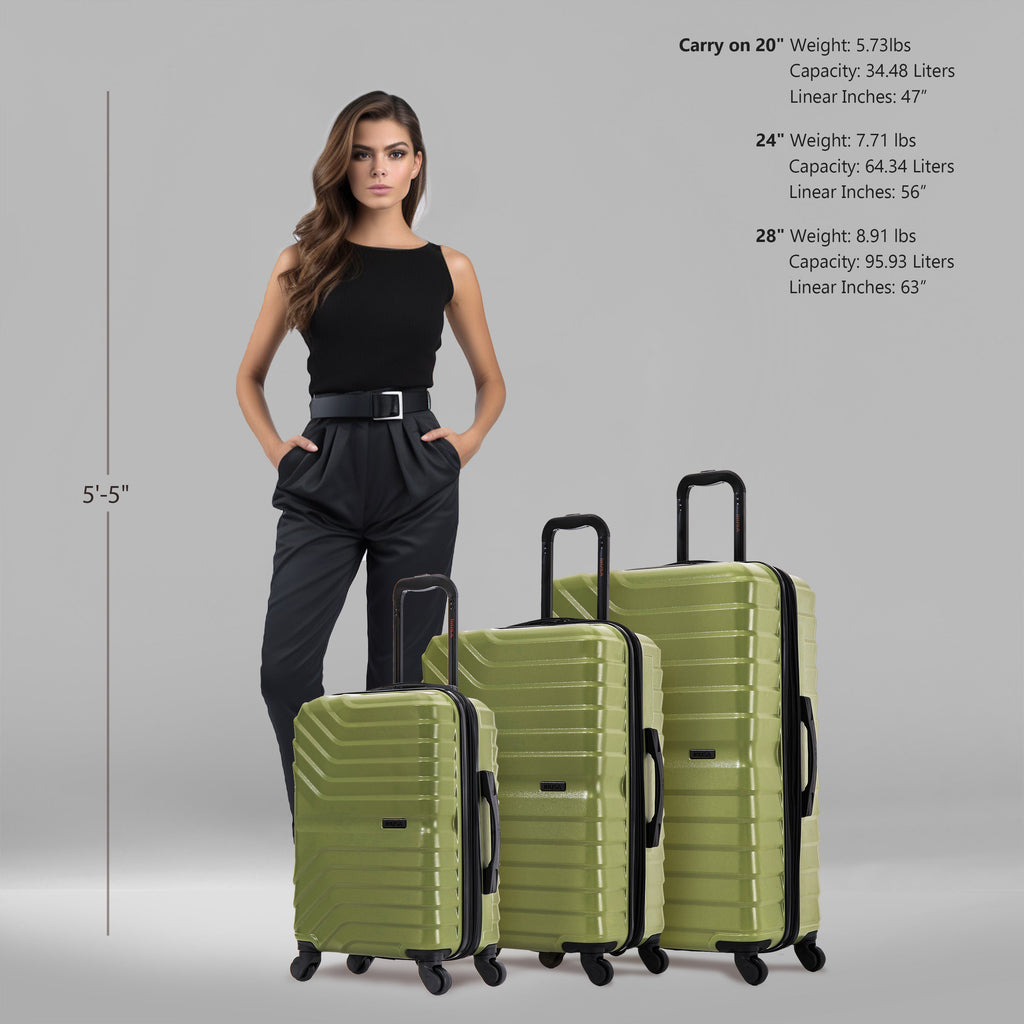 InUSA Aurum 3-Piece Hardside Spinner Luggage Set