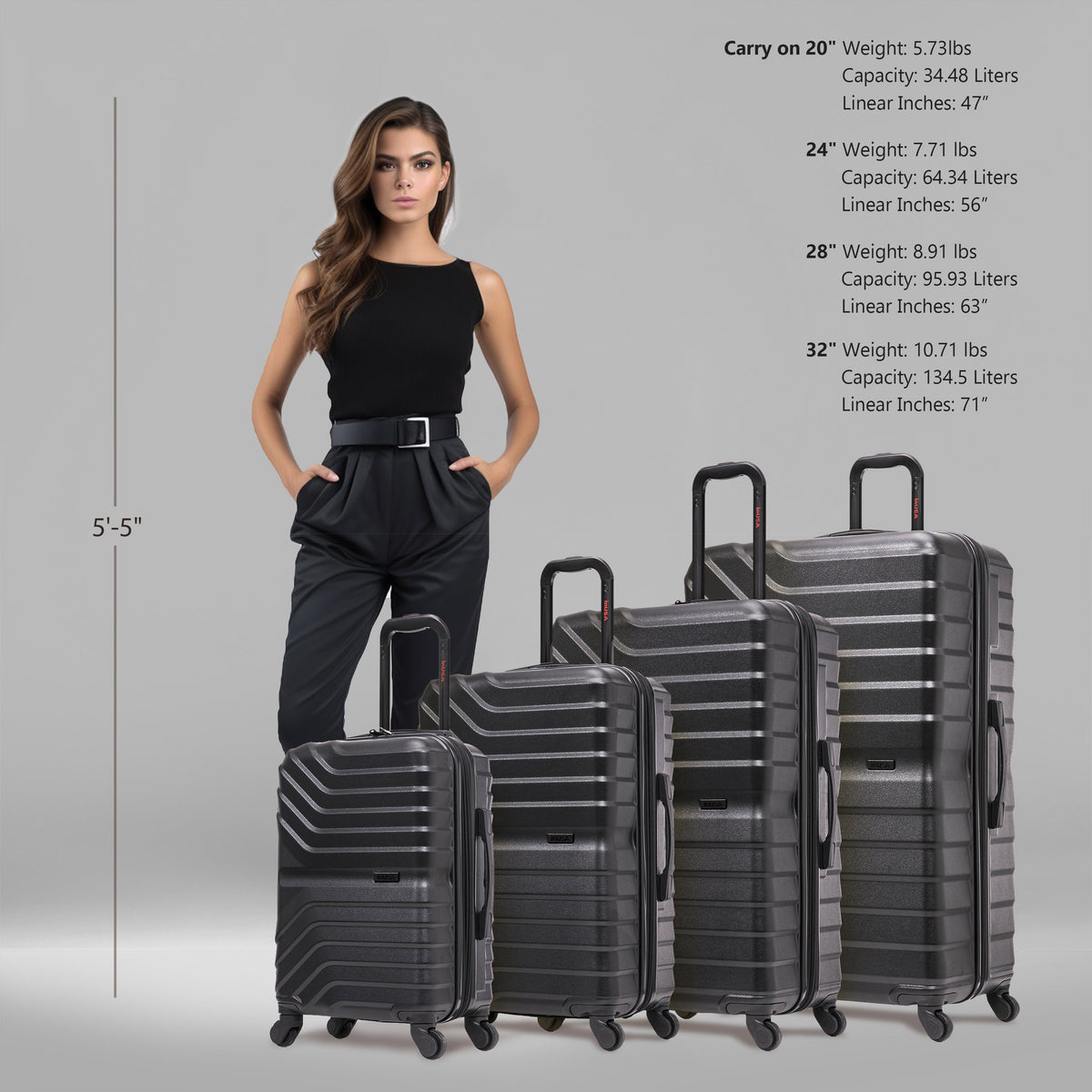 InUSA Aurum 4-Piece Hardside Spinner Luggage Set