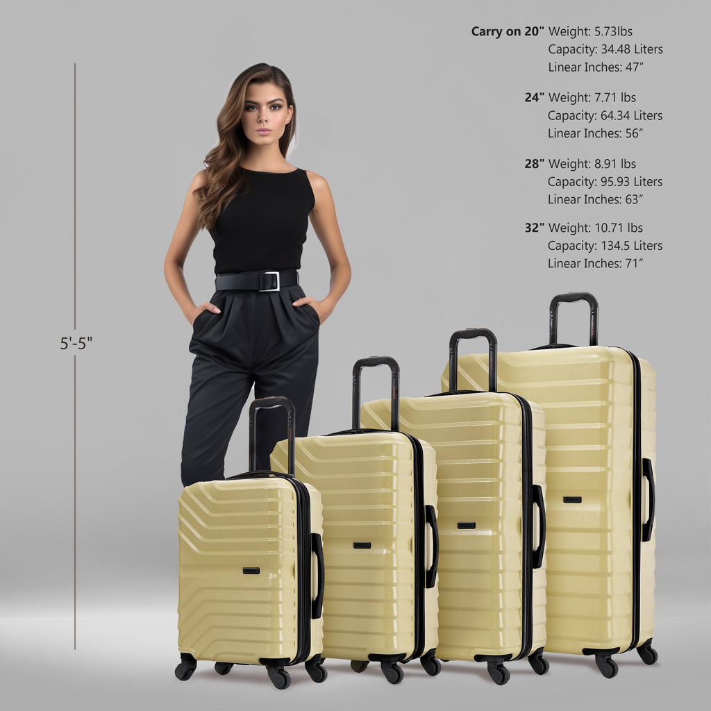 InUSA Aurum 4-Piece Hardside Spinner Luggage Set