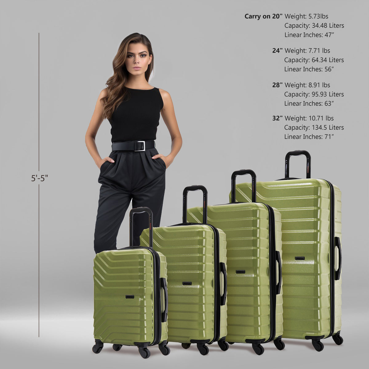 InUSA Aurum 4-Piece Hardside Spinner Luggage Set