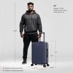InUSA Deep 24" Hardside Spinner Checked Suitcase