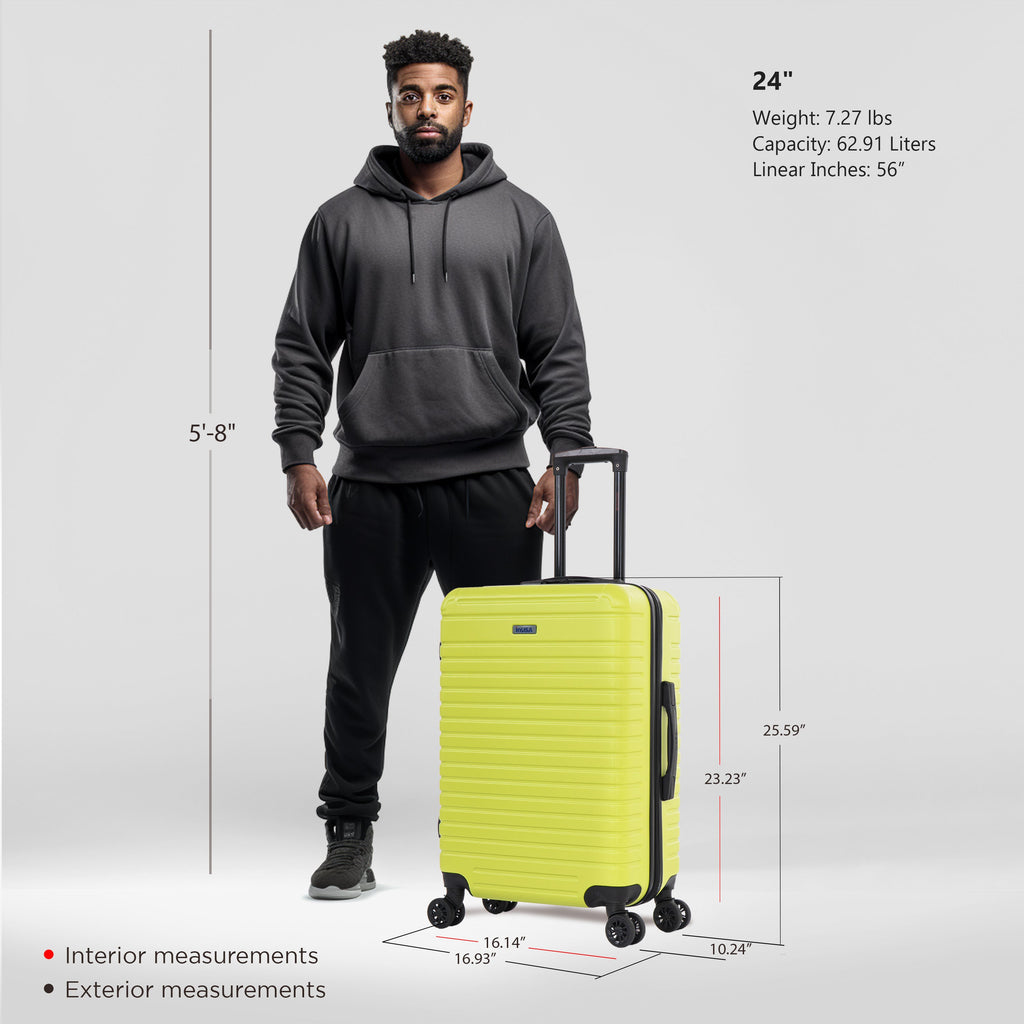 InUSA Deep 24" Hardside Spinner Checked Suitcase