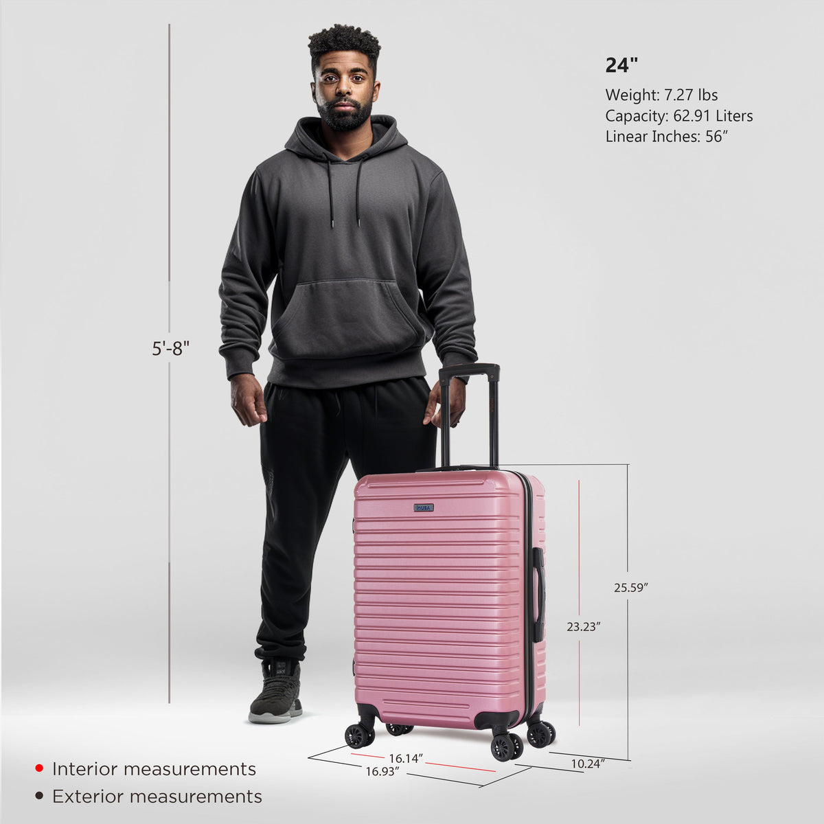 InUSA Deep 24" Hardside Spinner Checked Suitcase