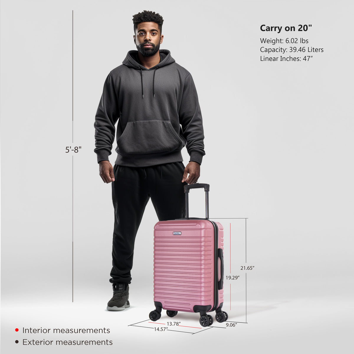 InUSA Deep 20" Hardside Carry-On Suitcase