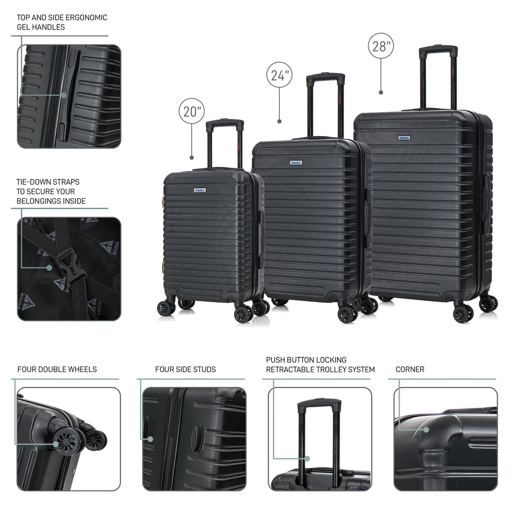 InUSA Deep 3-Piece Hardside Spinner Luggage Set