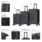 InUSA Deep 3-Piece Hardside Spinner Luggage Set
