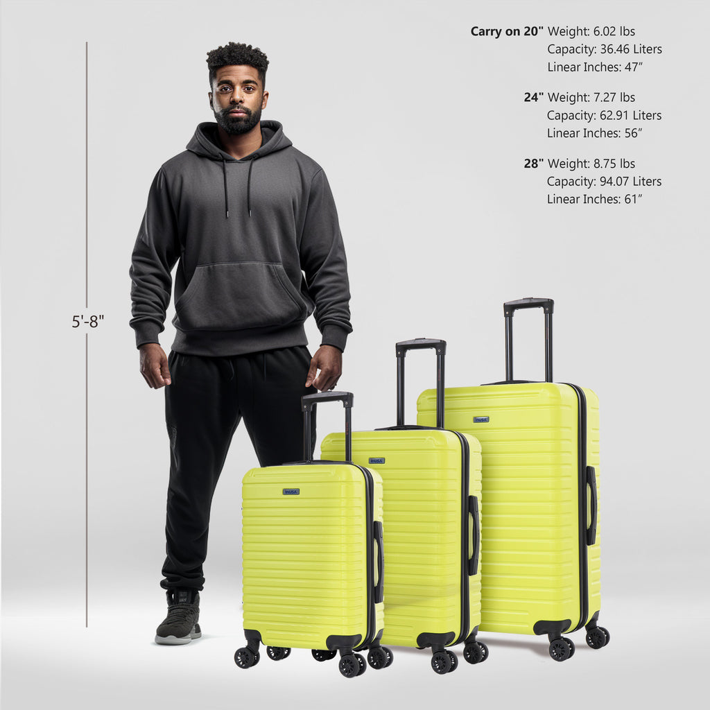 InUSA Deep 3-Piece Hardside Spinner Luggage Set