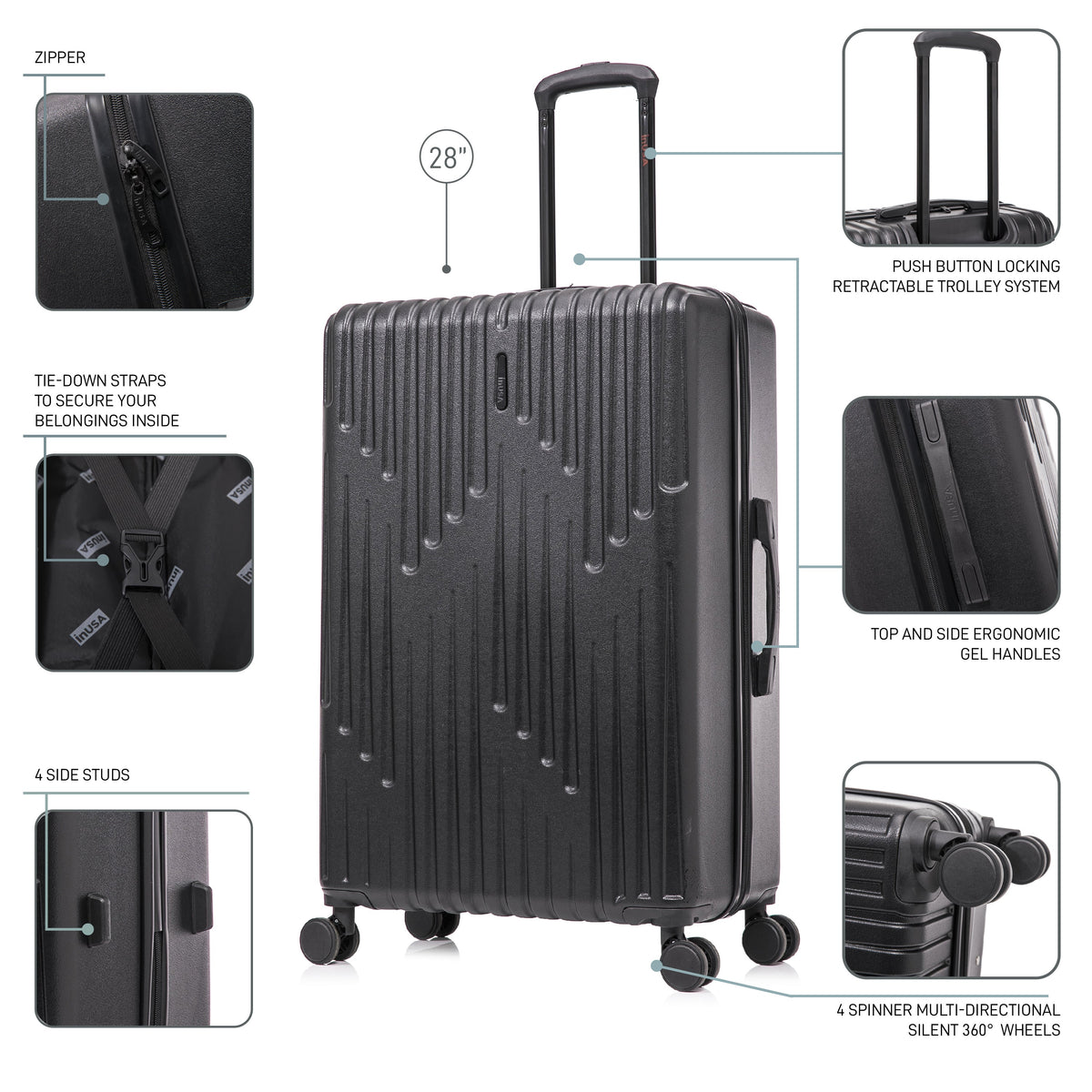 InUSA Drip 28-Inch Hardside Spinner Checked Suitcase