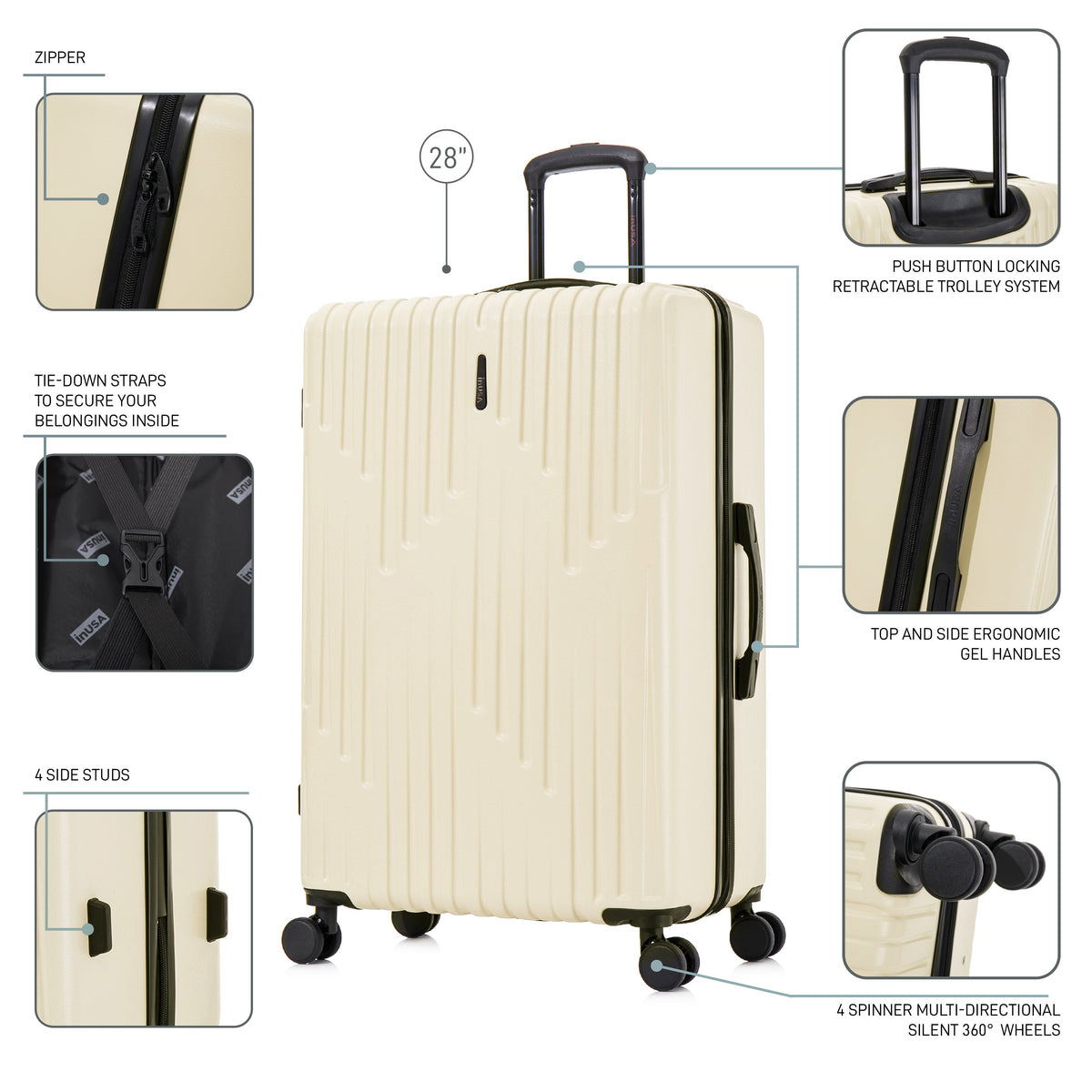 InUSA Drip 28-Inch Hardside Spinner Checked Suitcase