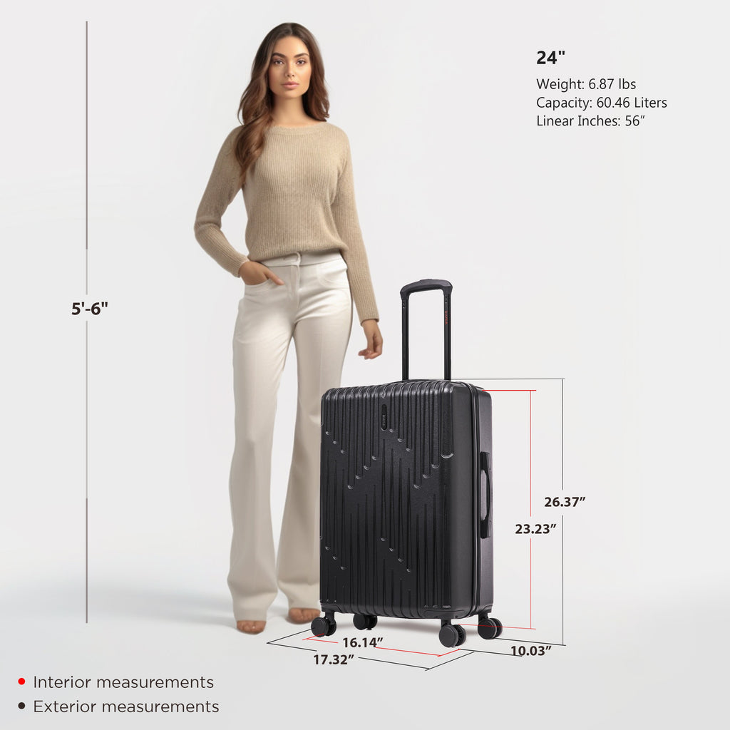 InUSA Drip 24" Hardside Spinner Checked Luggage