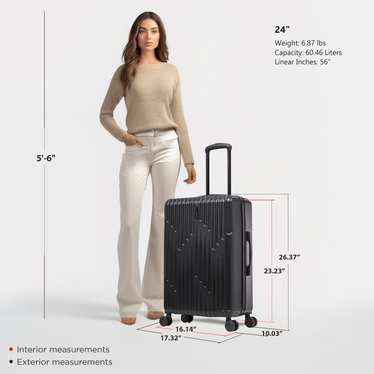 InUSA Drip 24" Hardside Spinner Checked Luggage