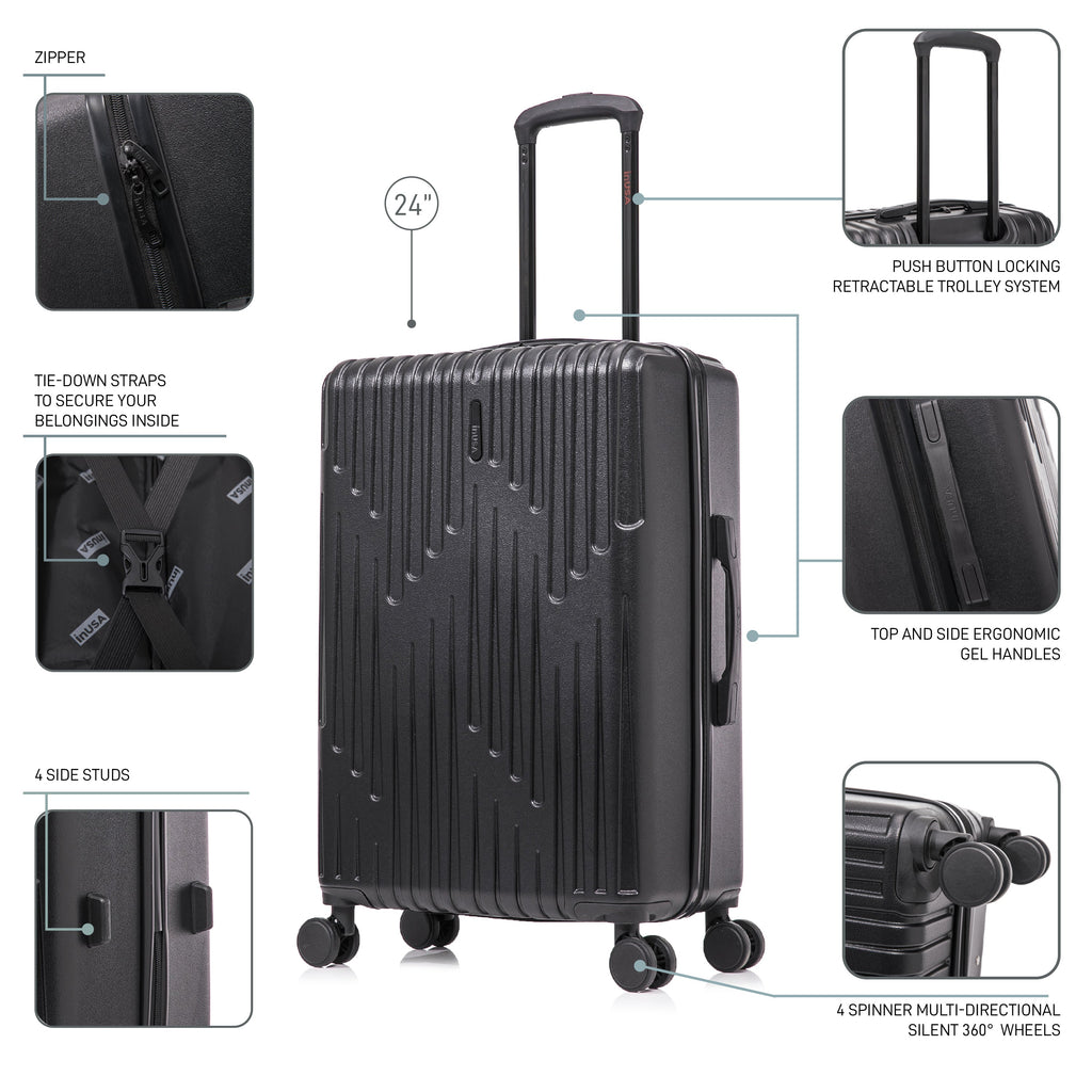 InUSA Drip 24" Hardside Spinner Checked Luggage