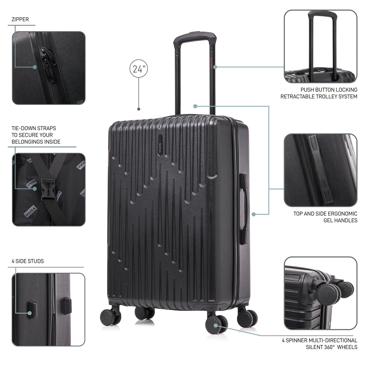 InUSA Drip 24" Hardside Spinner Checked Luggage