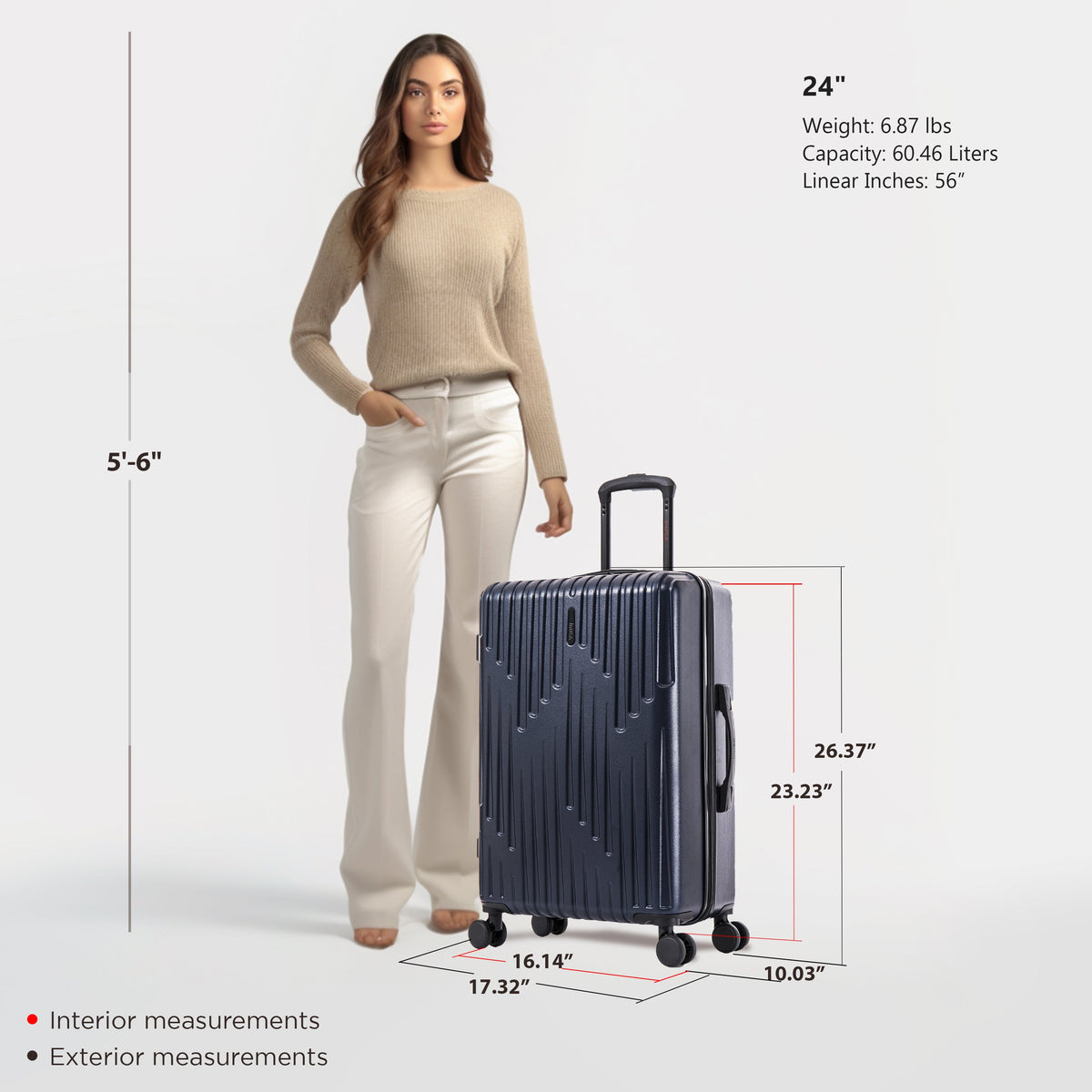 InUSA Drip 24" Hardside Spinner Checked Luggage