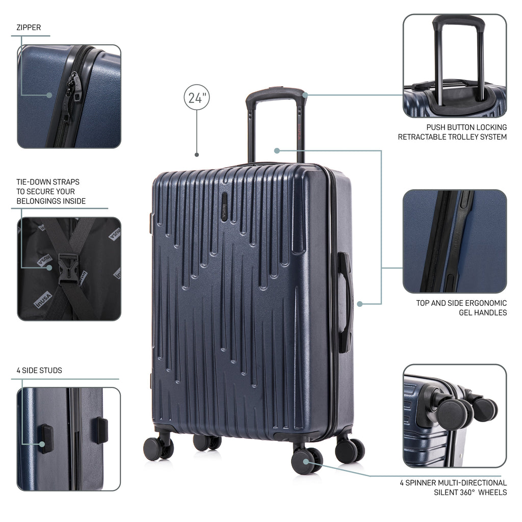InUSA Drip 24" Hardside Spinner Checked Luggage