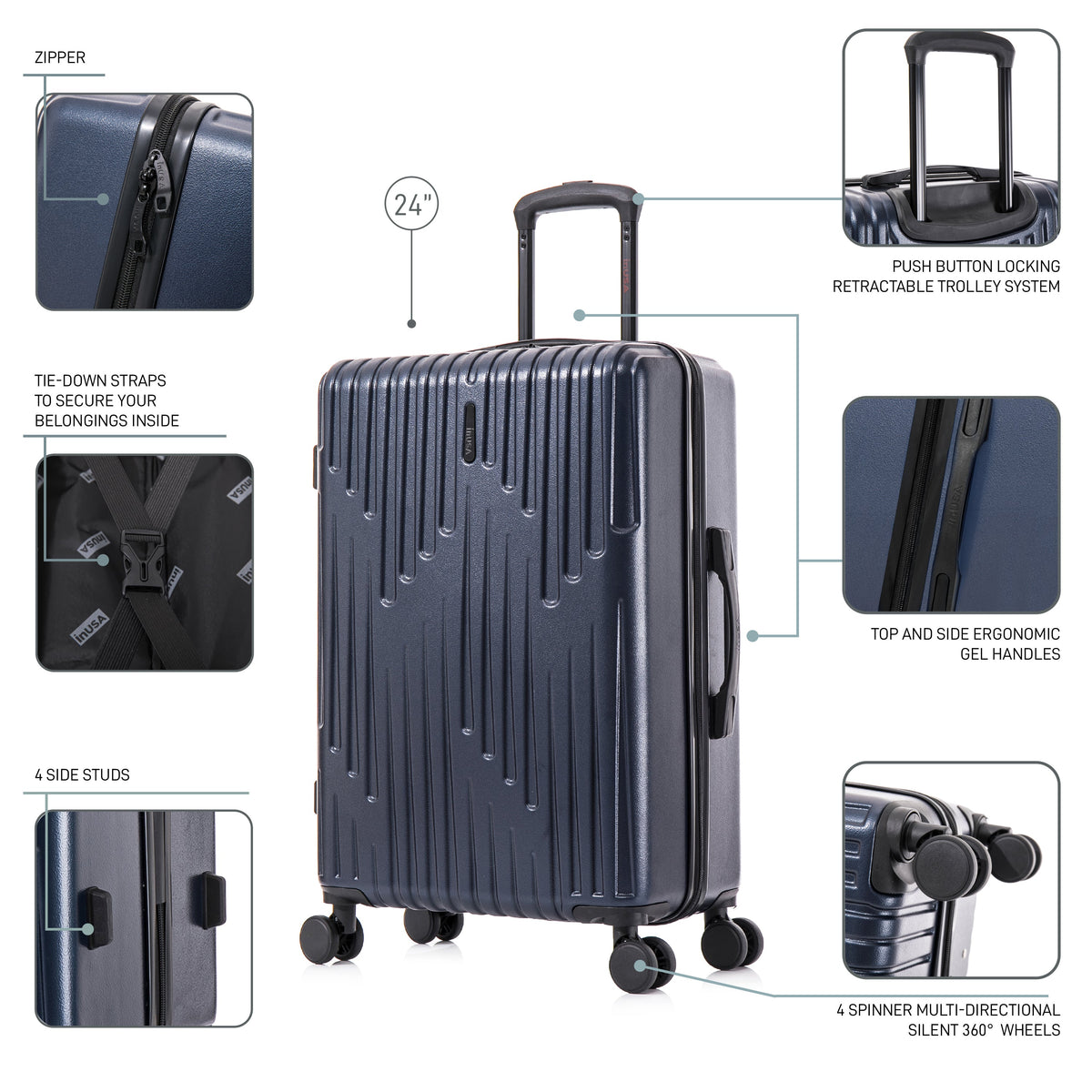 InUSA Drip 24" Hardside Spinner Checked Luggage