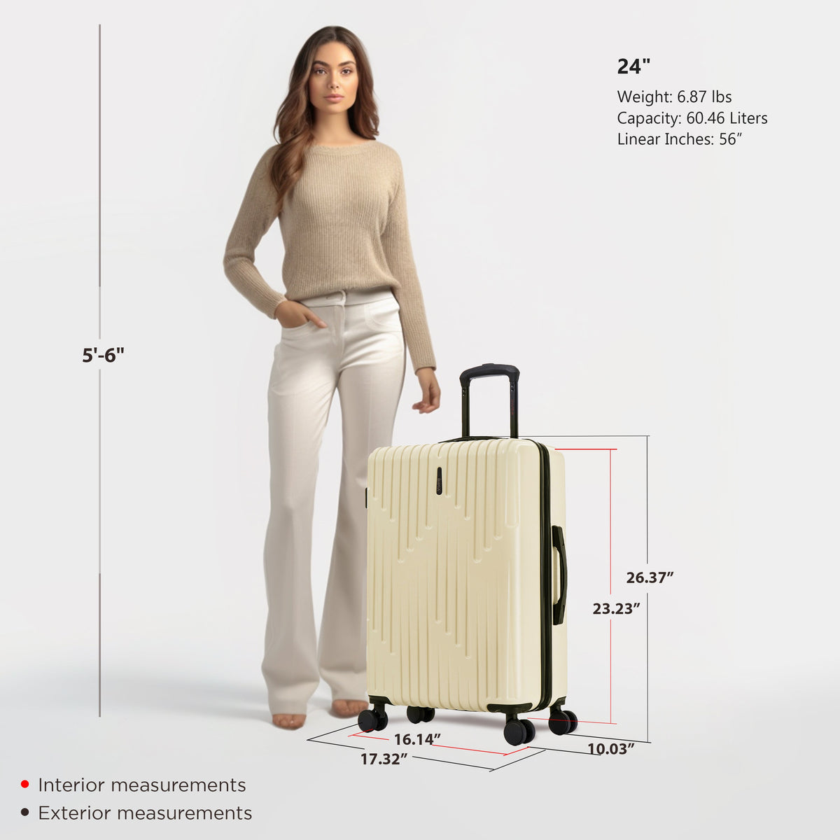 InUSA Drip 24" Hardside Spinner Checked Luggage