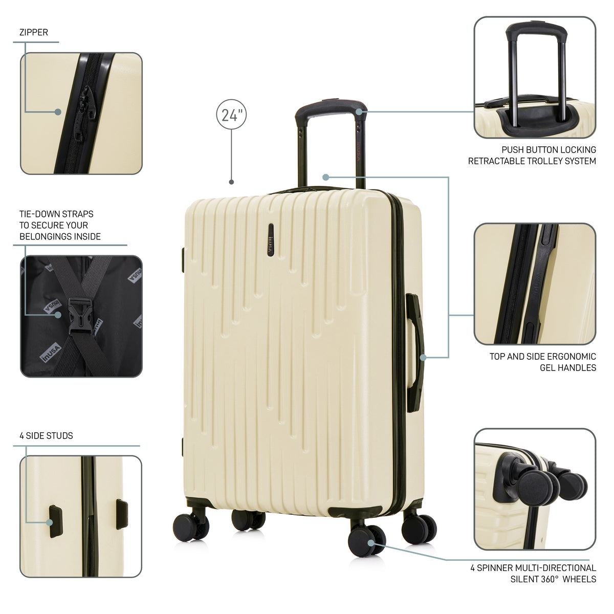InUSA Drip 24" Hardside Spinner Checked Luggage