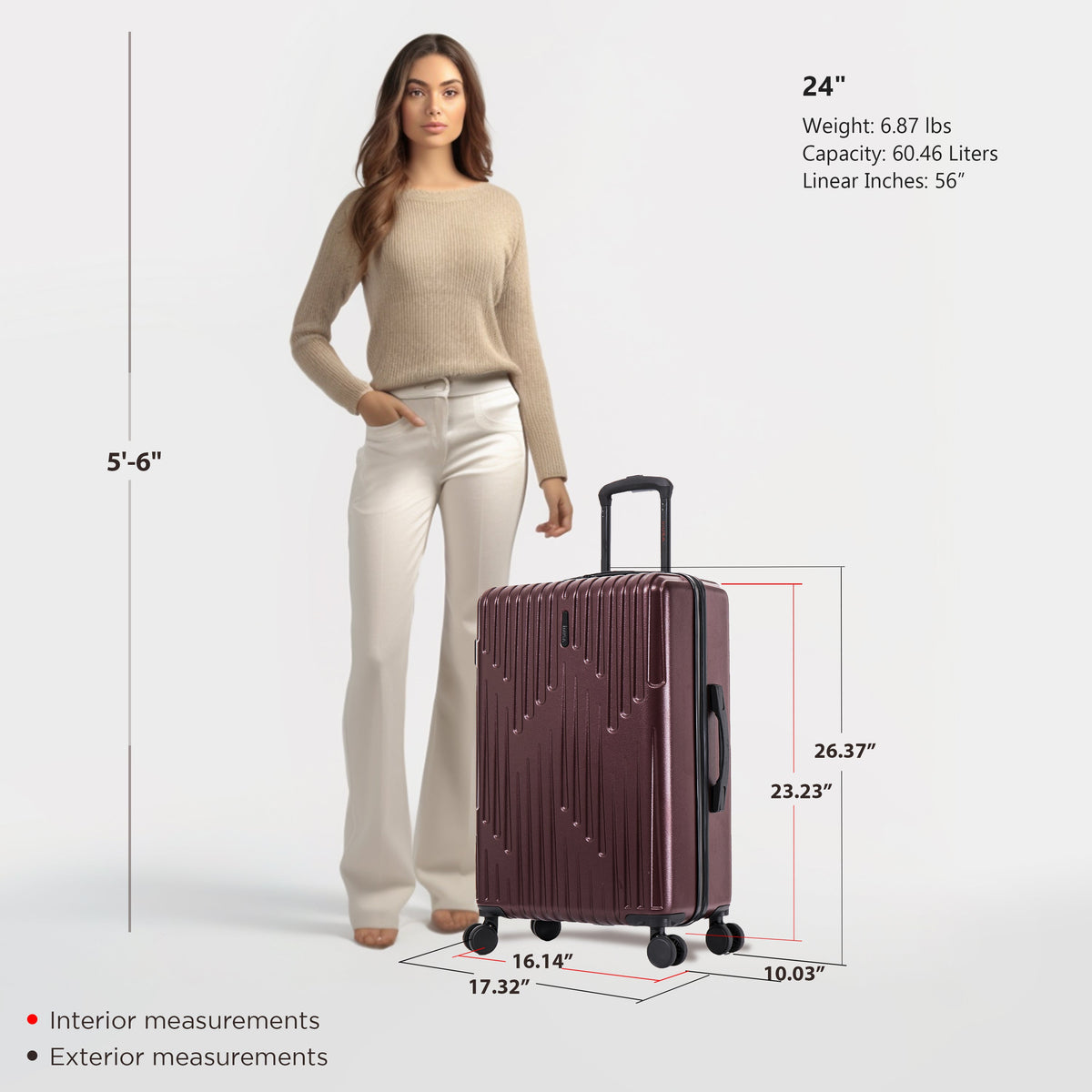 InUSA Drip 24" Hardside Spinner Checked Luggage