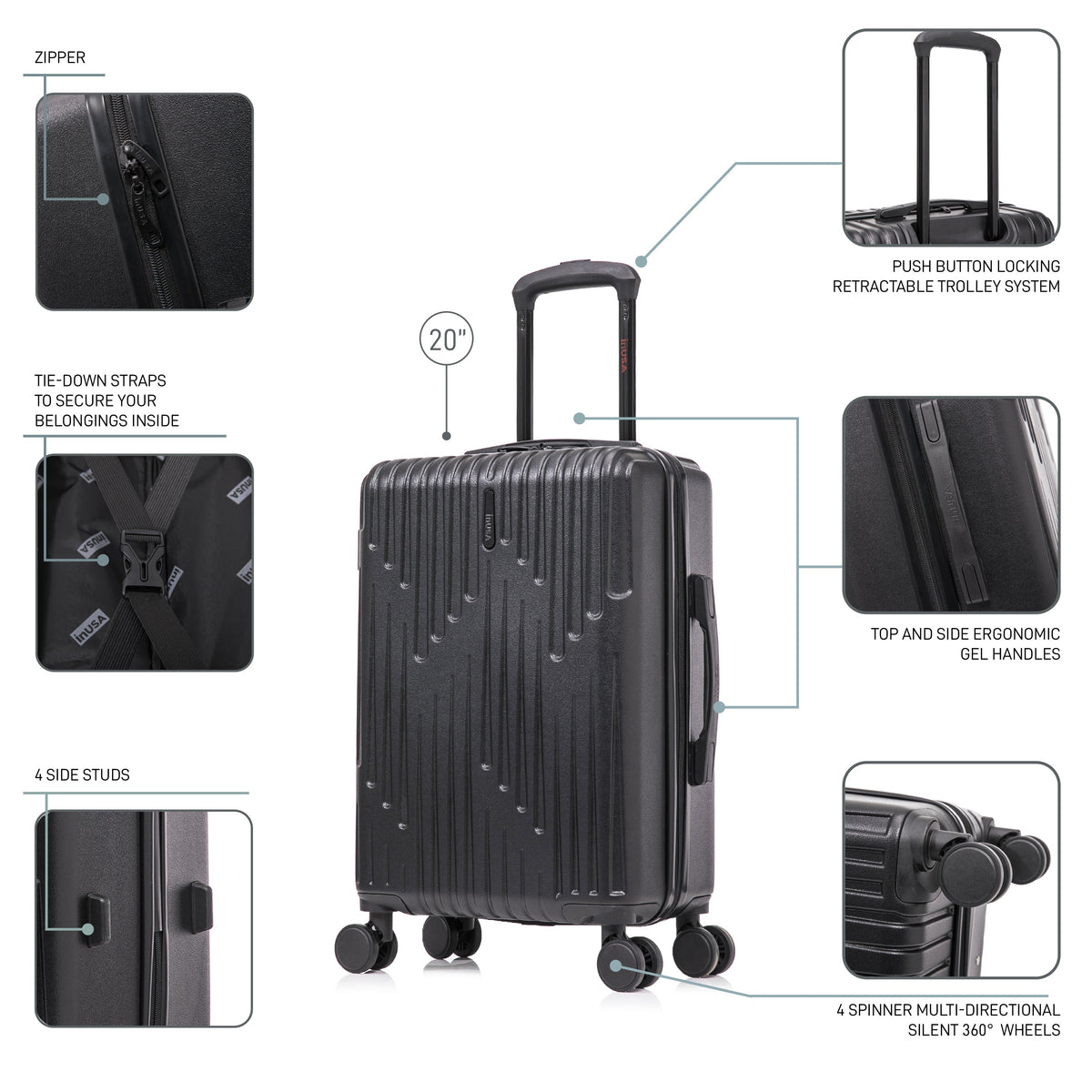 InUSA Drip 20" Hardside Carry-On Spinner Suitcase