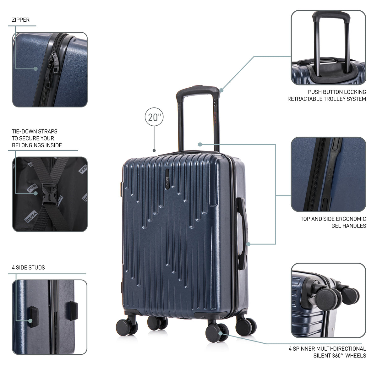 InUSA Drip 20" Hardside Carry-On Spinner Suitcase