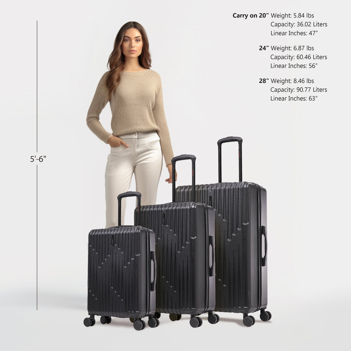 InUSA Drip 3-Piece Hardside Spinner Luggage Set
