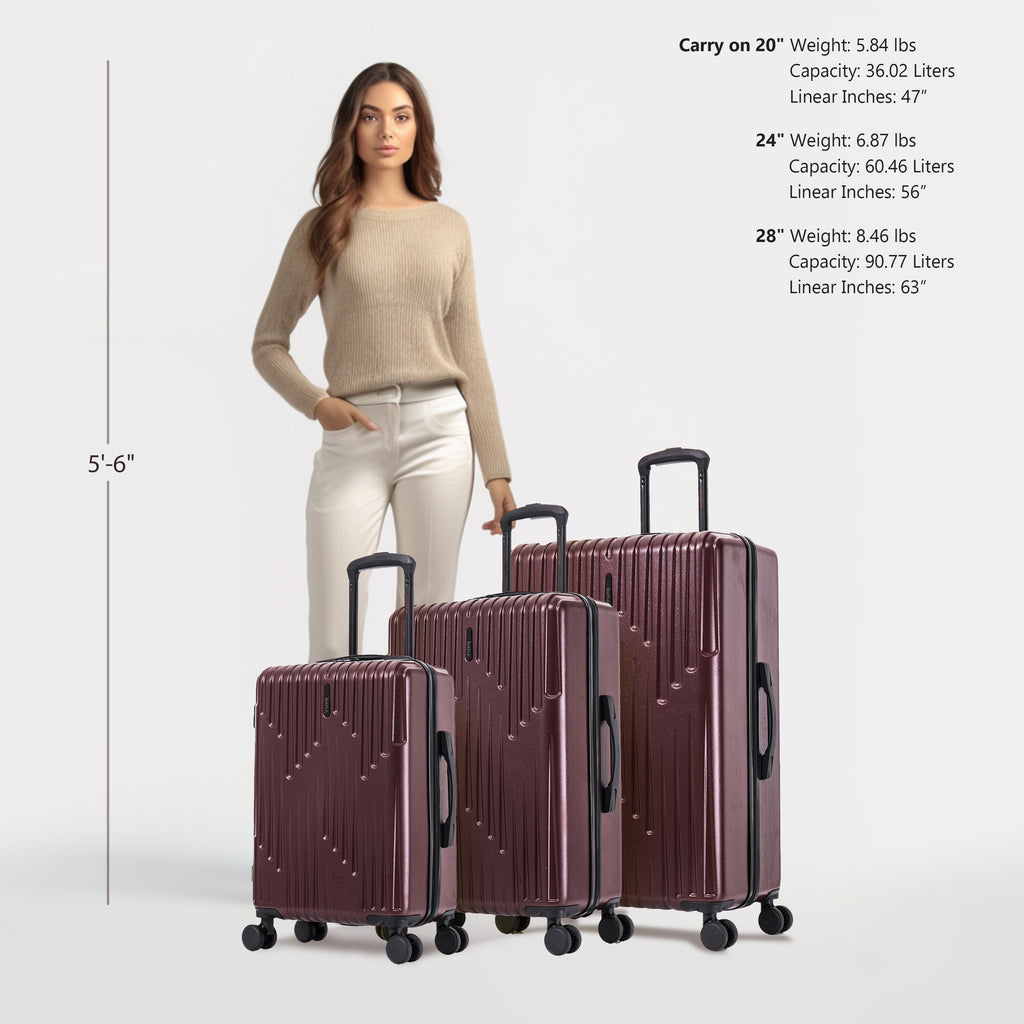 InUSA Drip 3-Piece Hardside Spinner Luggage Set