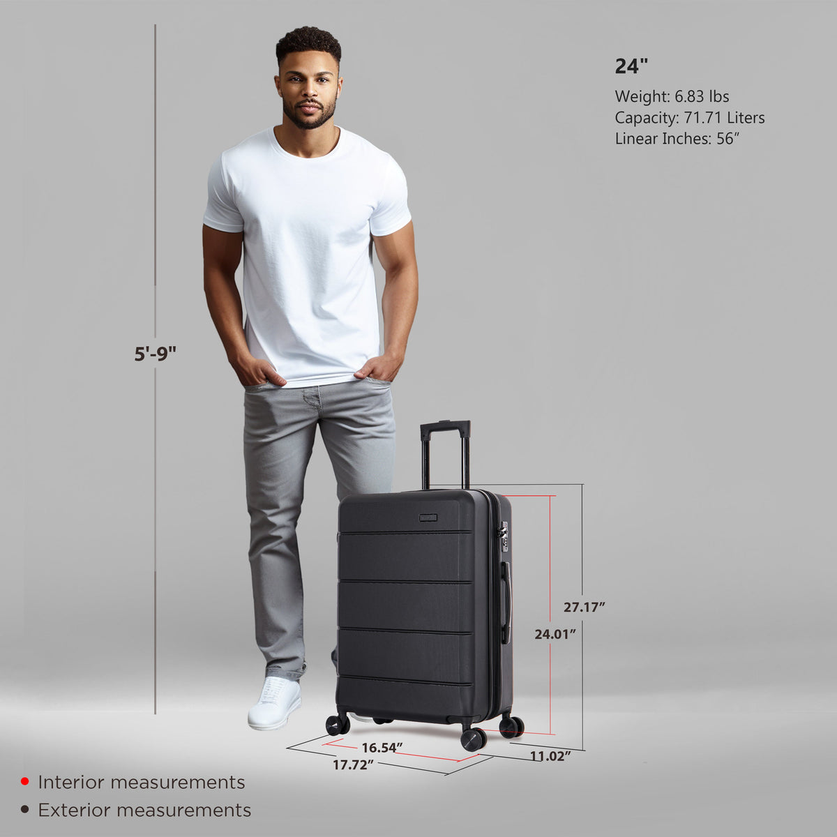 InUSA Elysian 24-Inch Hardside Spinner Checked Luggage