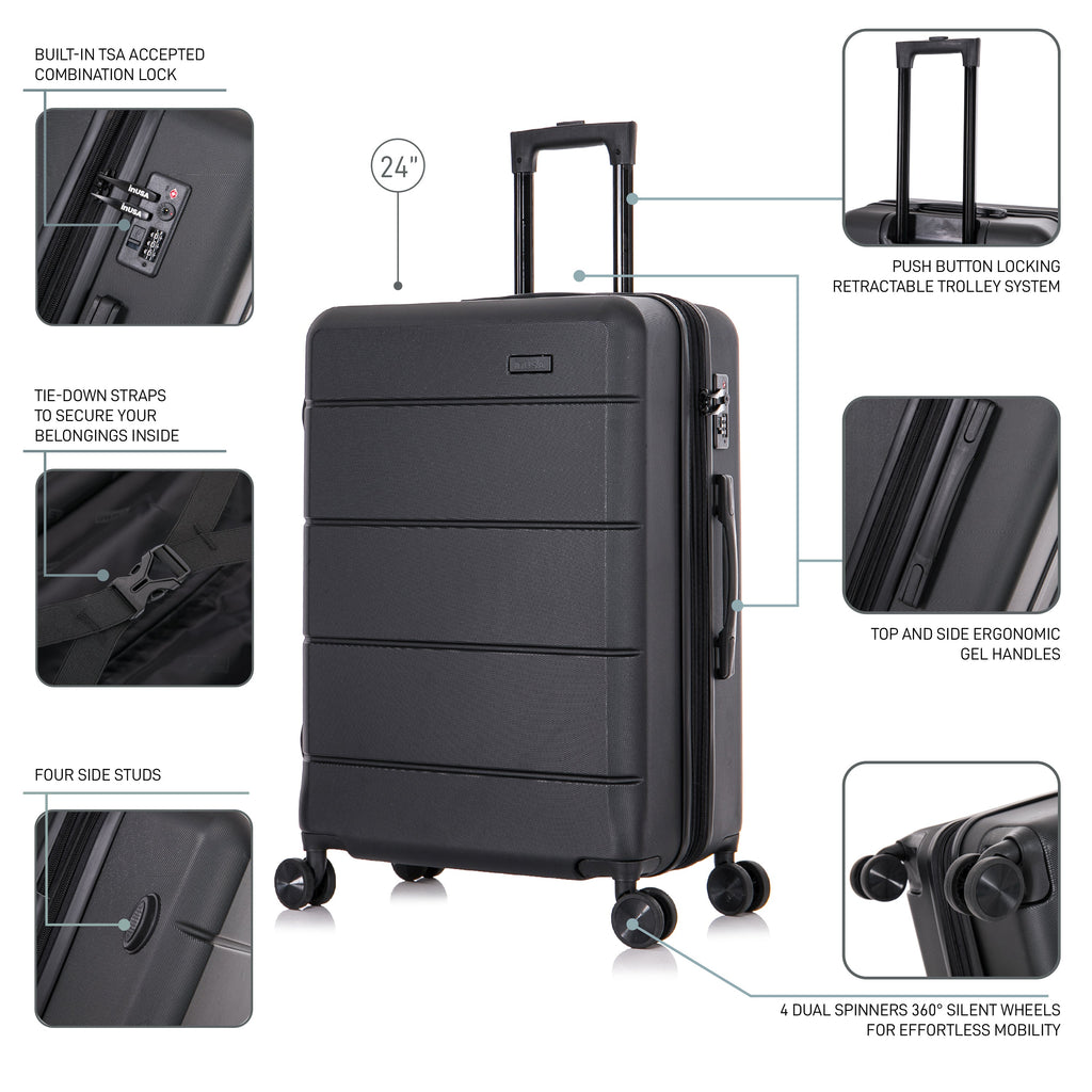 InUSA Elysian 24-Inch Hardside Spinner Checked Luggage