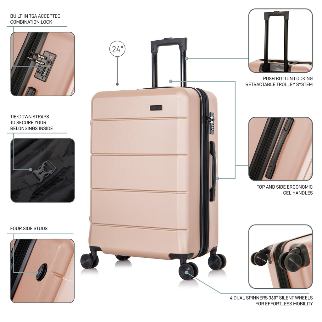 InUSA Elysian 24-Inch Hardside Spinner Checked Luggage
