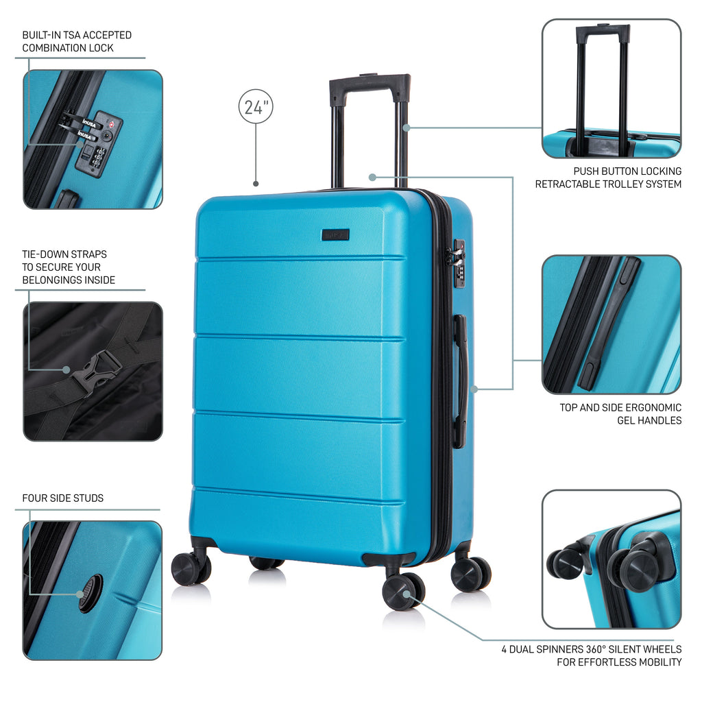 InUSA Elysian 24-Inch Hardside Spinner Checked Luggage