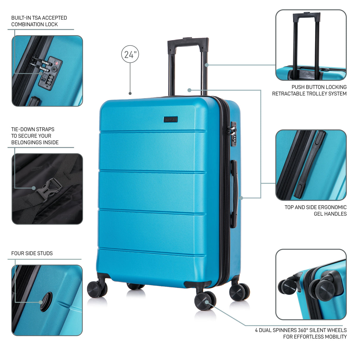 InUSA Elysian 24-Inch Hardside Spinner Checked Luggage