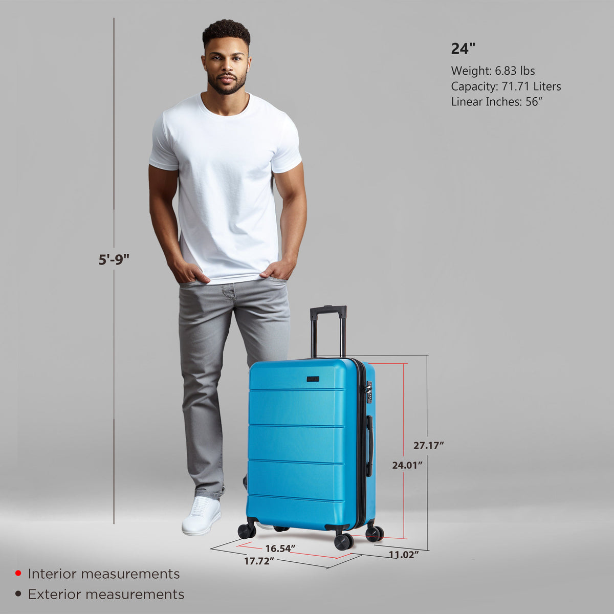 InUSA Elysian 24-Inch Hardside Spinner Checked Luggage