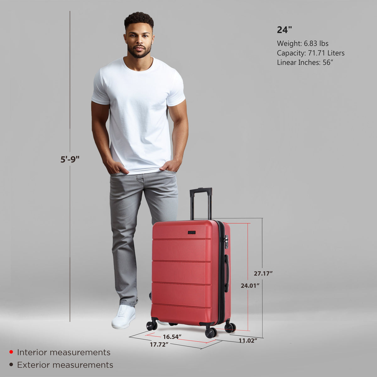 InUSA Elysian 24-Inch Hardside Spinner Checked Luggage