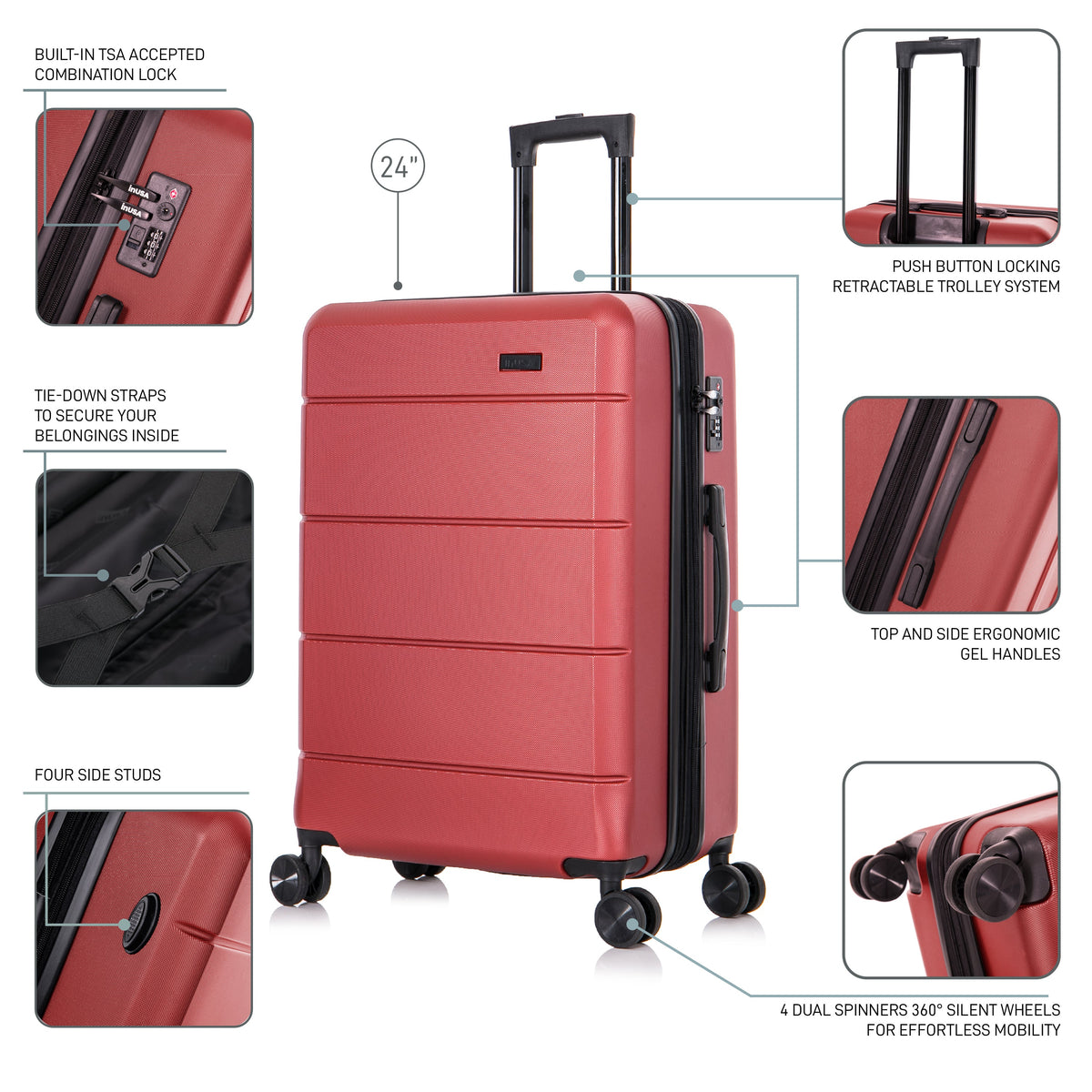 InUSA Elysian 24-Inch Hardside Spinner Checked Luggage