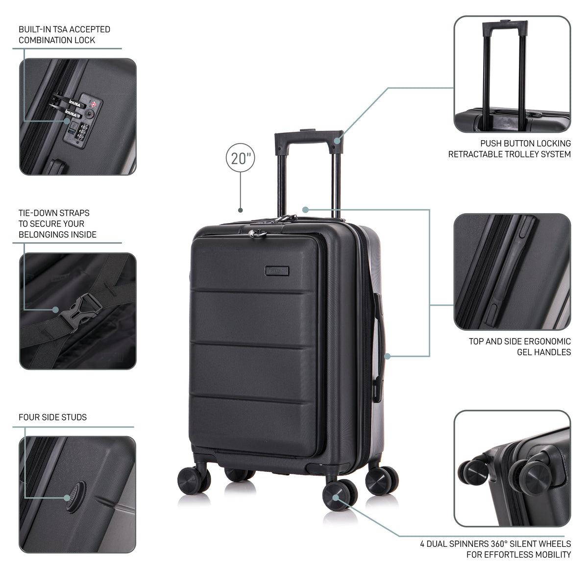 InUSA Elysian 20" Hardside Carry-On Luggage
